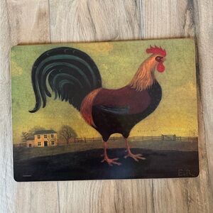 Set of 6 Vintage Pimpernel Rooster Placemats Emma Baker Signed + Cutting Board